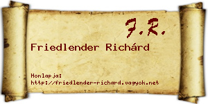 Friedlender Richárd névjegykártya